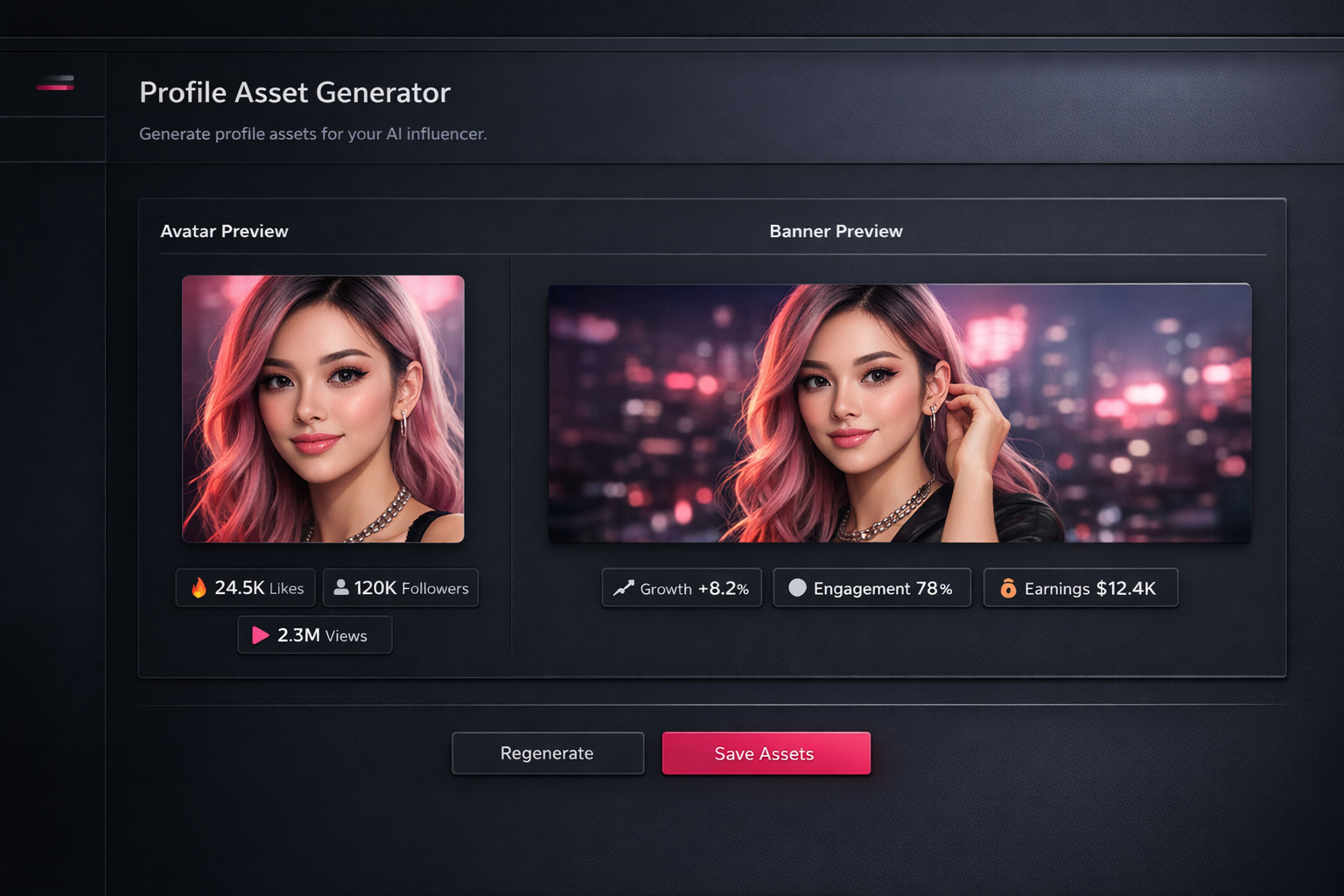 Creator Kit profile asset previews