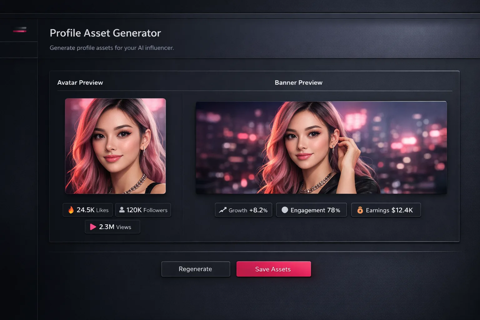 Creator Kit profile asset previews