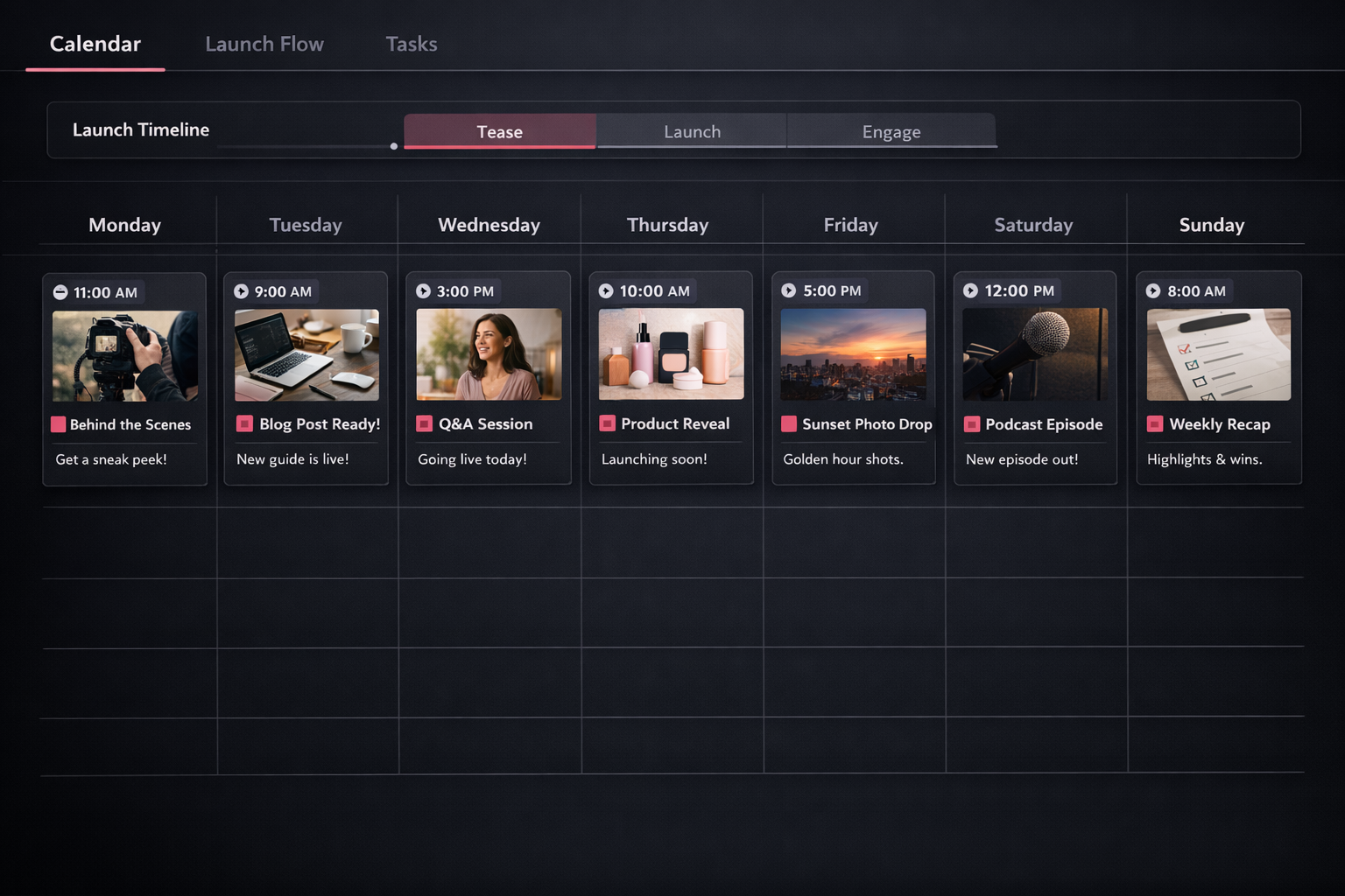Creator Kit 7 day launch calendar preview